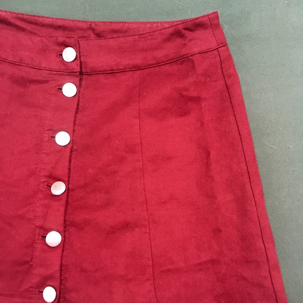 Burgundy mini skirt, faux suede